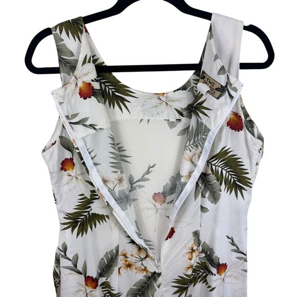 Two Palms Rayon Tropical Print Faux Wrap Sleeveless Lightweight Mini Dress Sz L - Picture 3 of 5